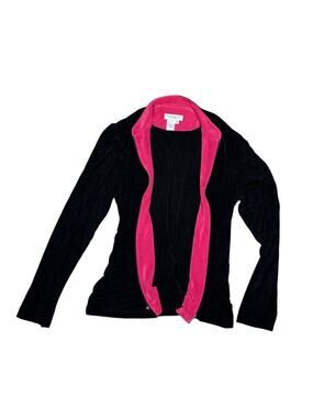 Coldwater Creek Vintage Slinky Hot Pink Black Zip Up Jacket Small